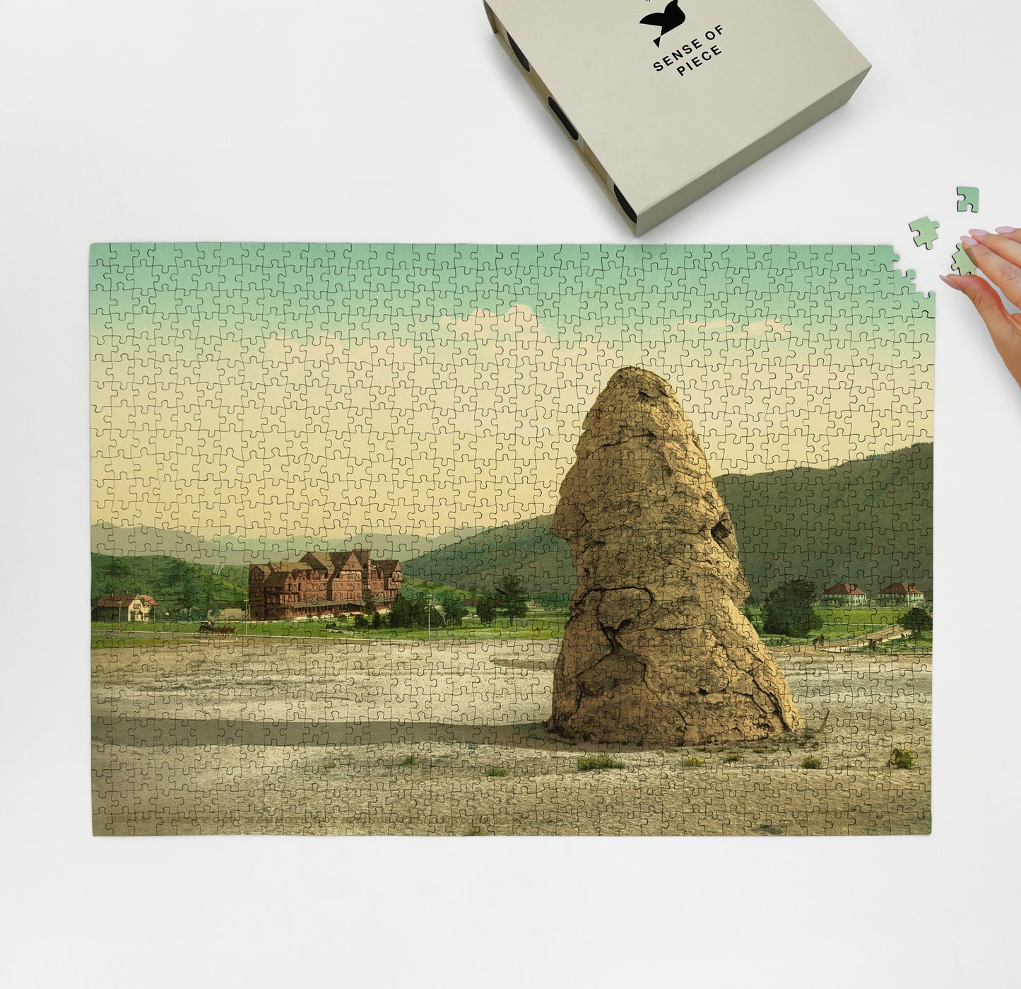 1000 piece puzzle 1902 Liberty Cap, Mammoth Hot Springs, Yellowstone Park Birthday Present Gifts
