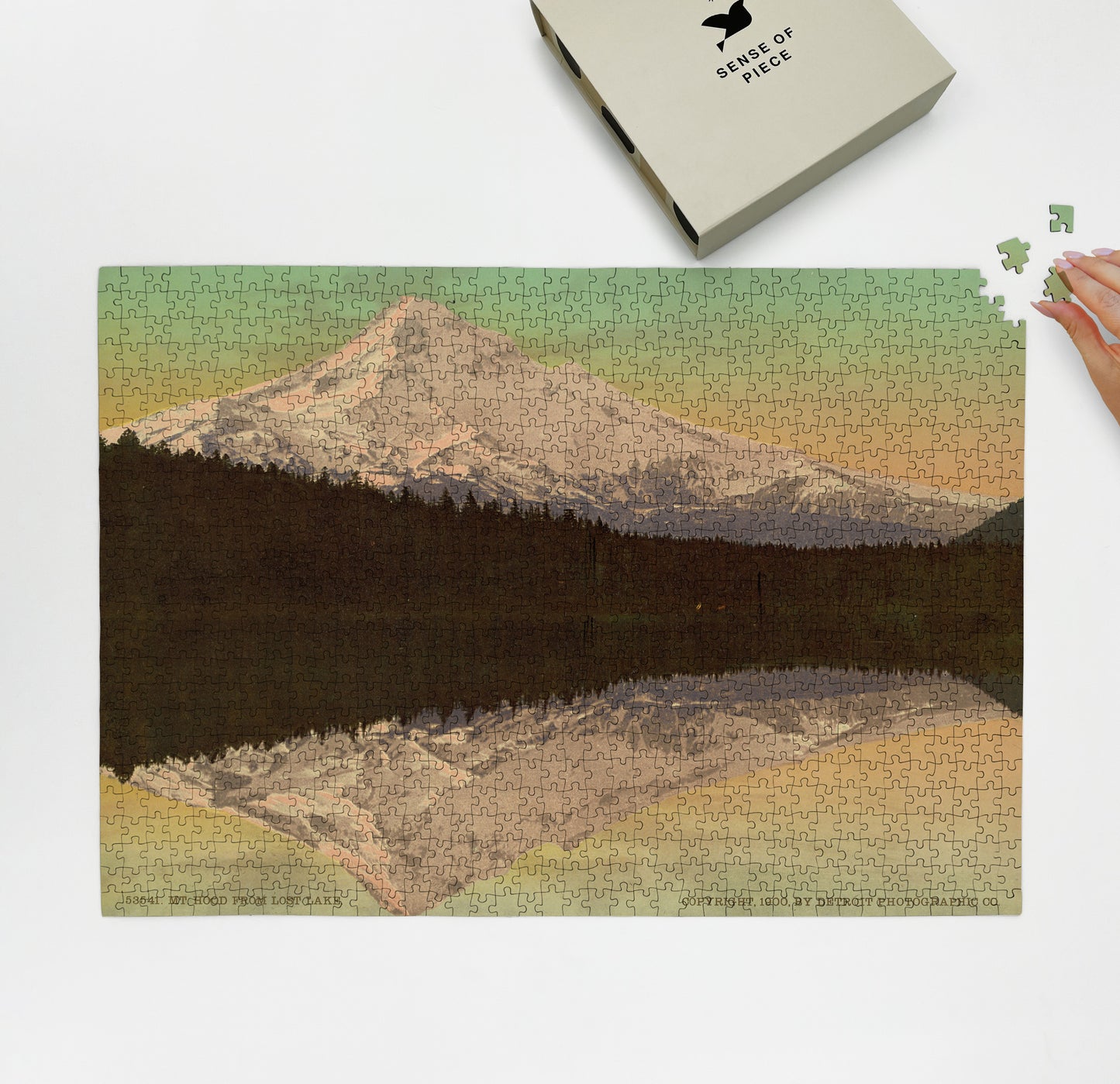 1000 piece puzzle 1900 |Mount Hood Lost Lake mountains Oregon Jigsaw Puzzle Game for Adults