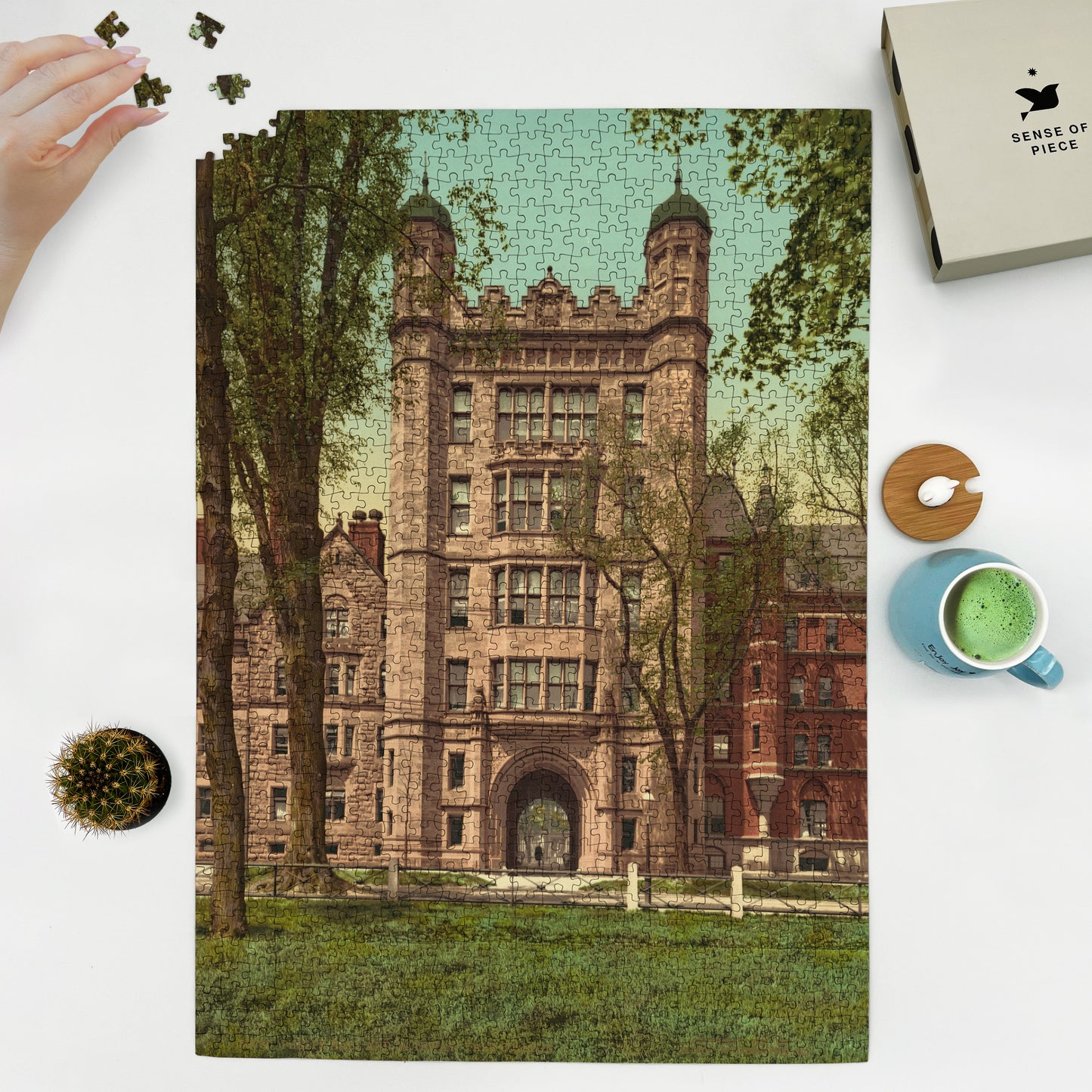 1000 piece puzzle 1901 Phelps Hall Yale College, CT Family Entertainment