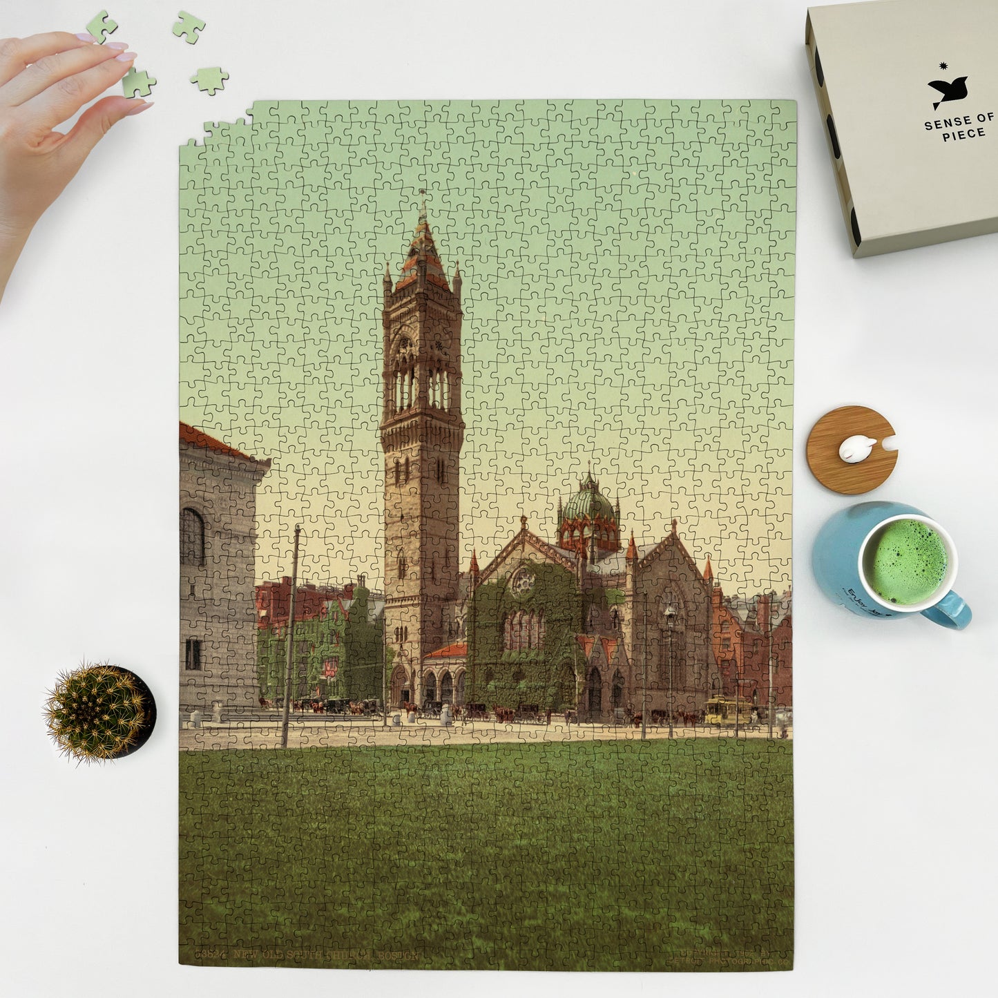 1000 piece puzzle 1902 New Old South Church, Boston, MA Massachusetts Jigsaw Puzzle Game for Adults