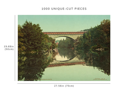 1000 piece puzzle - 1901 | Echo Bridge | Newton | Charles River, MA | Jigsaw Puzzle Game for Adults