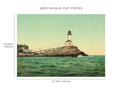 1000 piece puzzle - 1901 | White Island Light | Isles of Shoals, NH | Jigsaw Puzzle Game for Adults