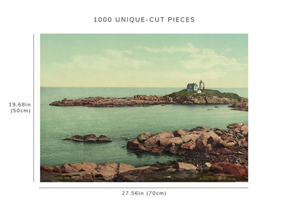 1000 piece puzzle - 1901 | The Nubble | lighthouse | York, Maine | ME | Family Entertainment