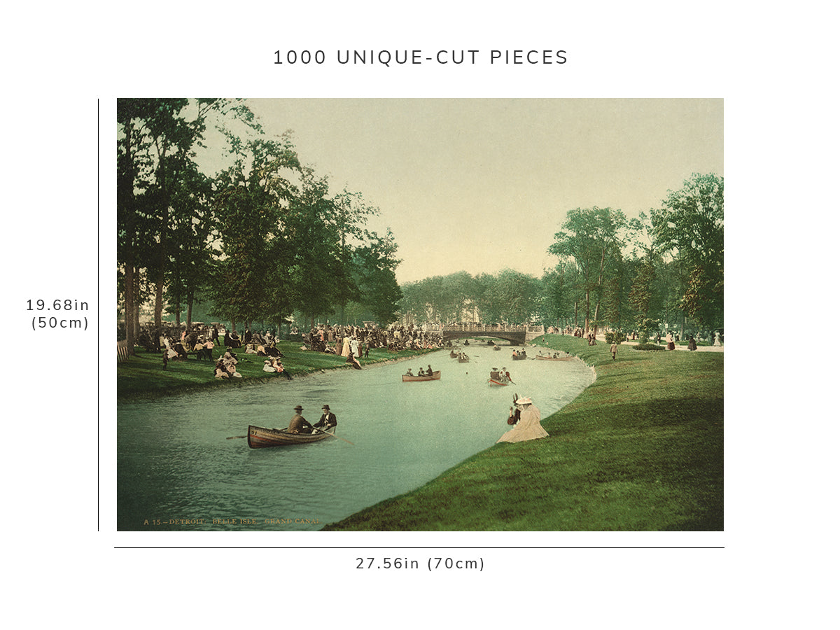 1000 piece puzzle - 1898 | Belle Isle Park | Grand Canal, Detroit, Michigan | MI | Family Entertainment