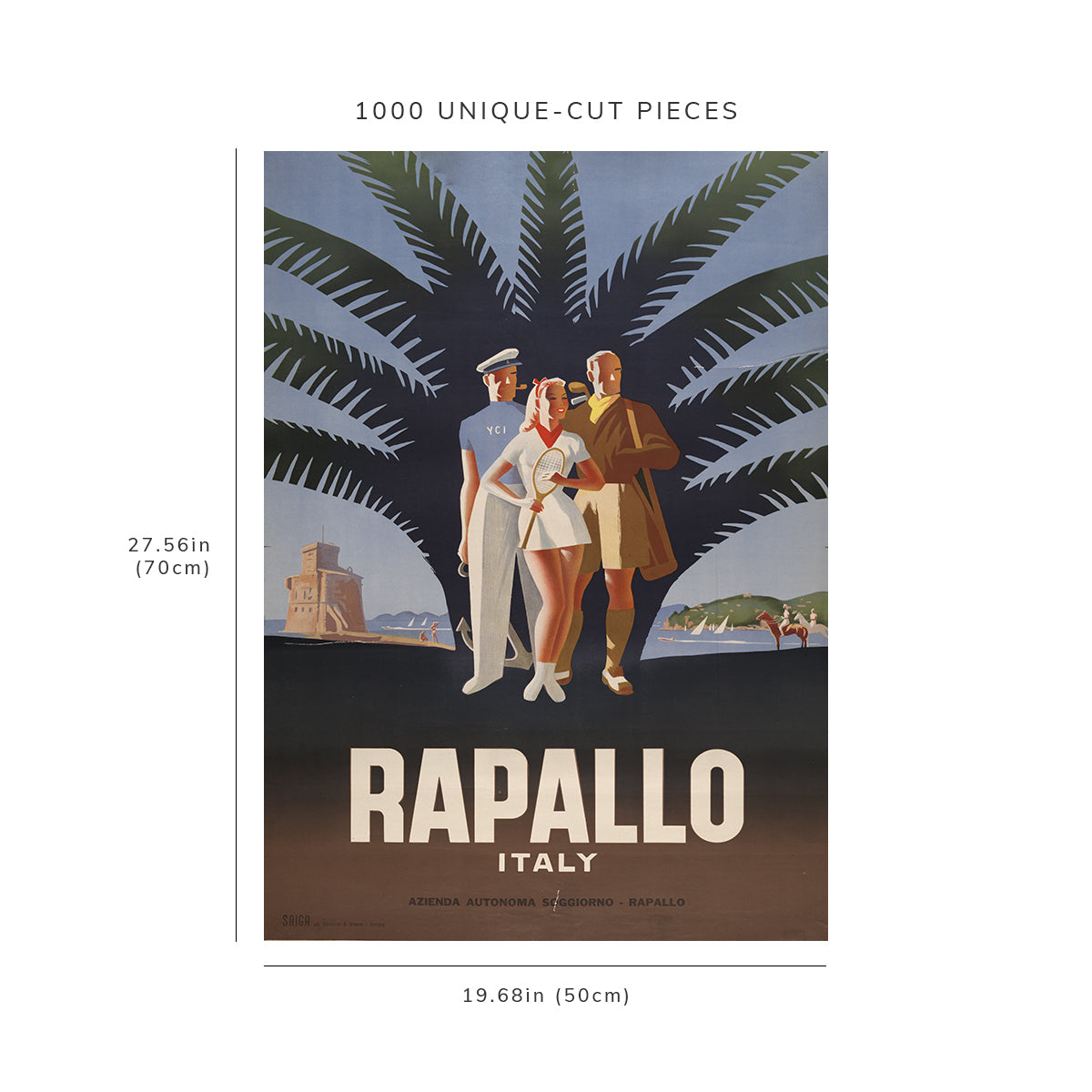 1000 piece puzzle - 1947 | Rapallo, Italy | Birthday Present Gifts | Family Entertainment | Jigsaw games