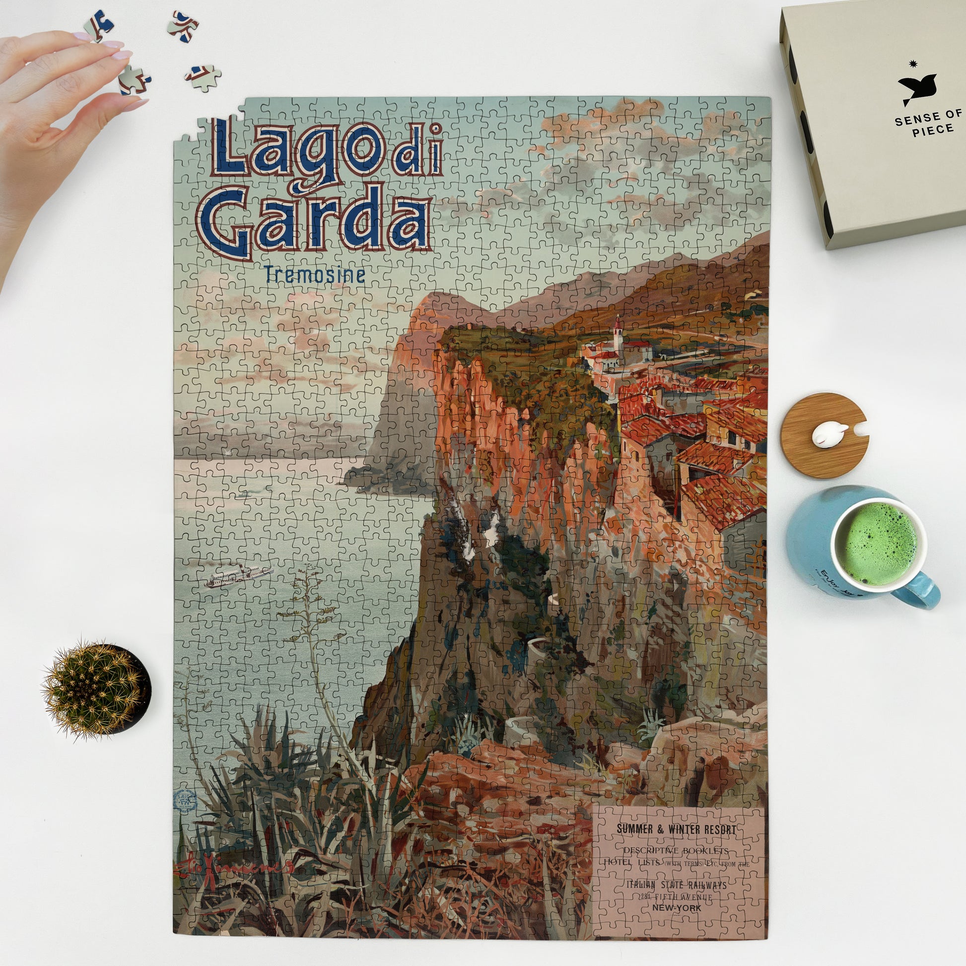 1000 piece puzzle 1920 Lago di Garda Tremonsine Italy Tourism Promoting Travel Lake Garda Bluff