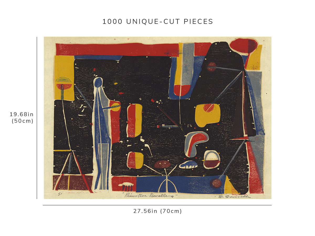 1000 piece puzzle - 1951 | Primitive Dwelling | Photo of Woodcut | Edmond Casarella | Family Entertainment