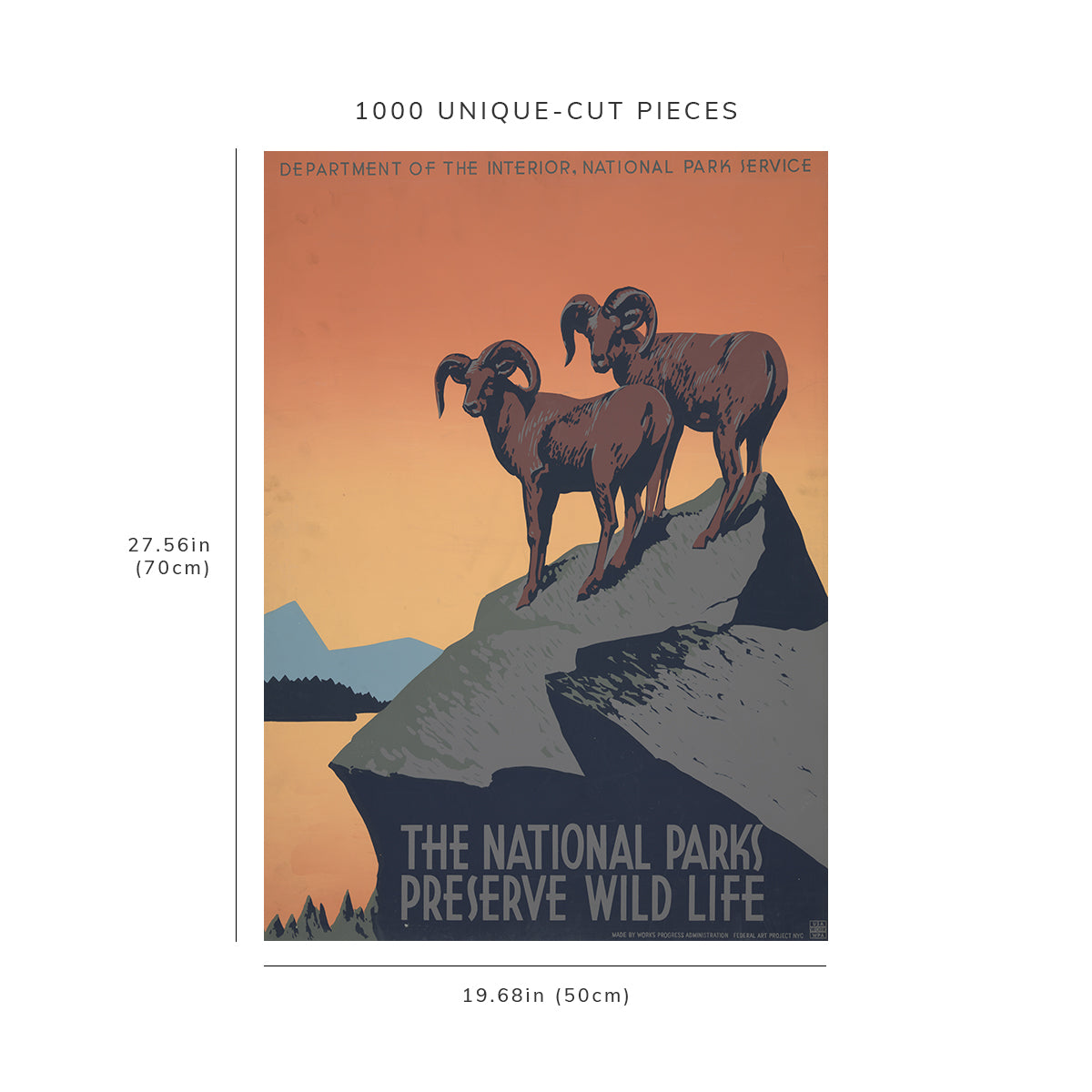 1000 piece puzzle - 1937 | Department of the Interior | National Parks Preserve Wild Life | Bighorn Sheep