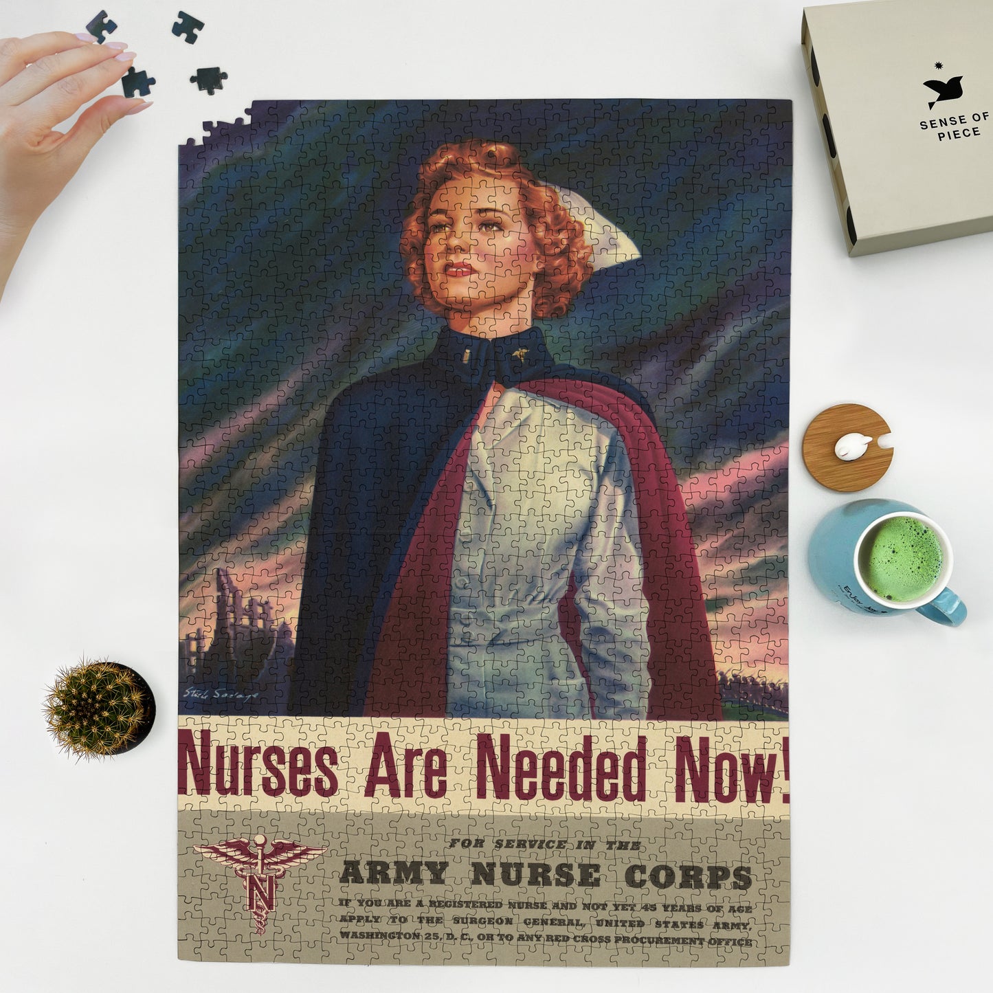 1000 piece puzzle 1944 Nurses, needed now Army Corp World War posters S Savage