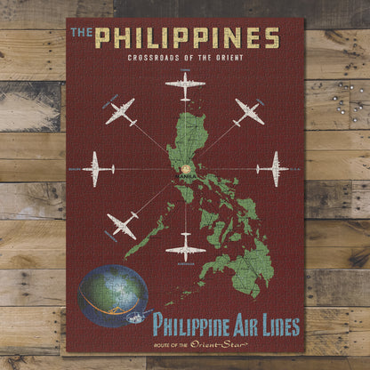 1000 piece puzzle 1930 The Philippines Crossroads of the Orient Philippine Air Lines route of the Orient Star