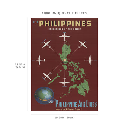 1000 piece puzzle - 1930 | The Philippines | Crossroads of the Orient Philippine Air Lines | route of the Orient Star