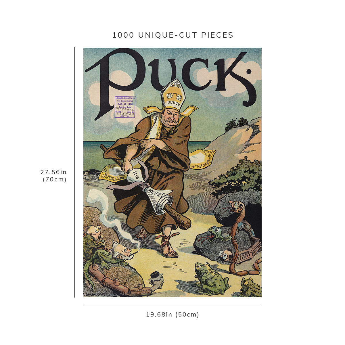 1000 piece puzzle - 1909 | President William H Taft as Saint Patrick | Illustration | Puck | Aldrich | Cannon