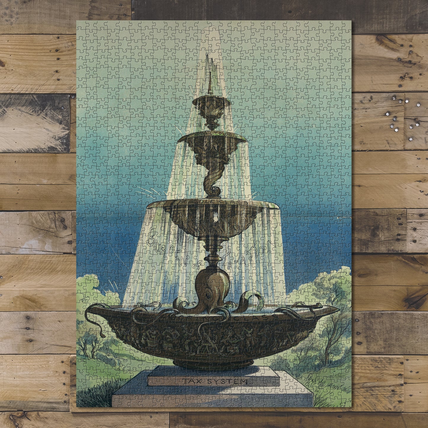 1000 piece puzzle Fountain of taxation Puck Illustration Middle Class Tax System