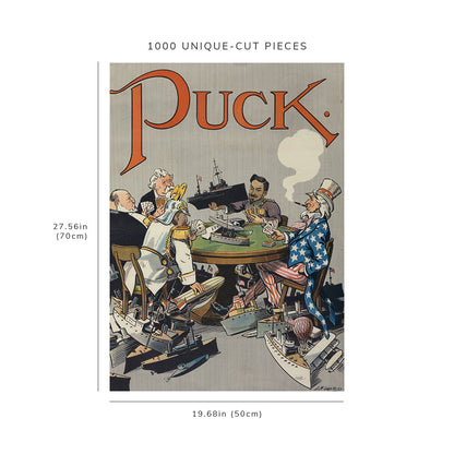 1000 piece puzzle - 1909 | No limit | Louis M Glackens | high-stakes poker game | Puck | Meiji | Emile Loubet