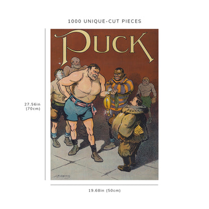1000 piece puzzle - 1909 | Puck | Illustration | Louis M Glackens | artist | Group of boxers | Robert Peary | Cook