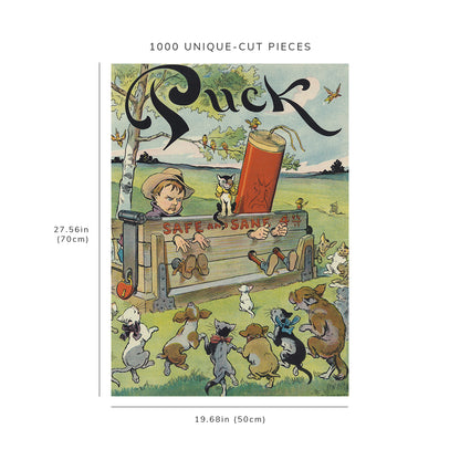 1000 piece puzzle - 1910 | Independence Day at Last | young boy & firecracker locked into stocks | Puck