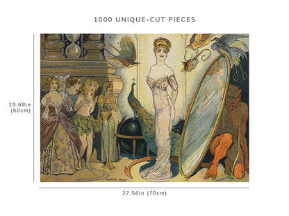 1000 piece puzzle - 1910 | Devil's Masterpiece | Gordon Ross | Puck | woman wearing dress designed by devil