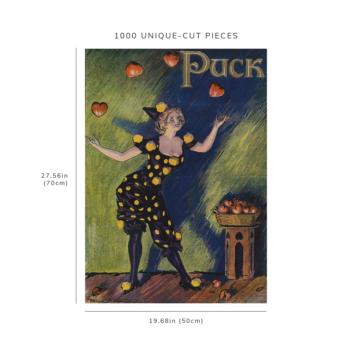 1000 piece puzzle - 1911 | Saint Valentine Number | Puck | young woman juggling hearts