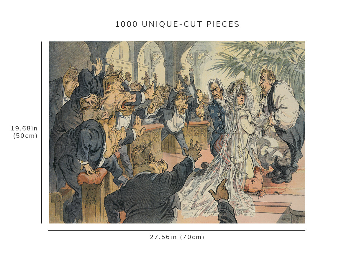 1000 piece puzzle - 1911 | Interrupted Ceremony | Wedding | Uncle Sam | Canada | President Taft | Puck