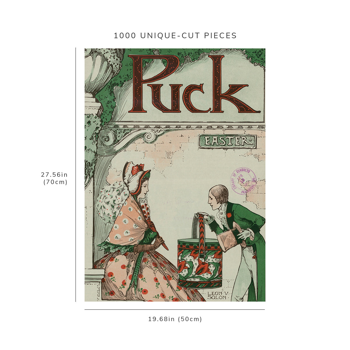 1000 piece puzzle - 1911 | Puck Easter | Leon Victor Solon | men presenting large hat box to a woman
