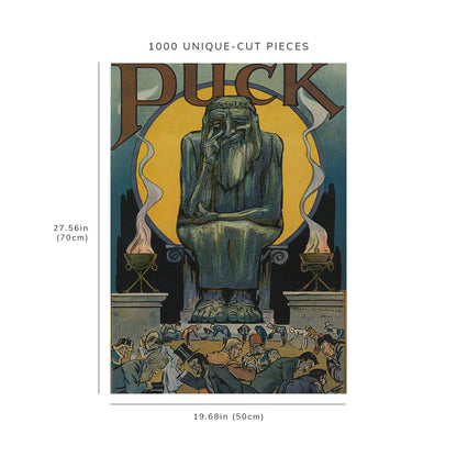 1000 piece puzzle - Diplomats' God | Puck | large statue of man labeled Ananias | Frank Nankivell | May 1911