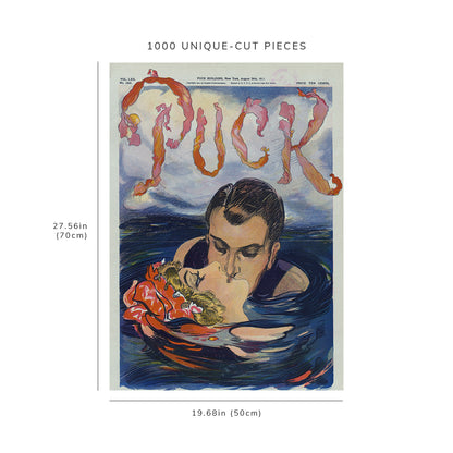 1000 piece puzzle - 1911 | Photo of Puck | A Stage Whisper | Handsome man rescuing woman, drowning