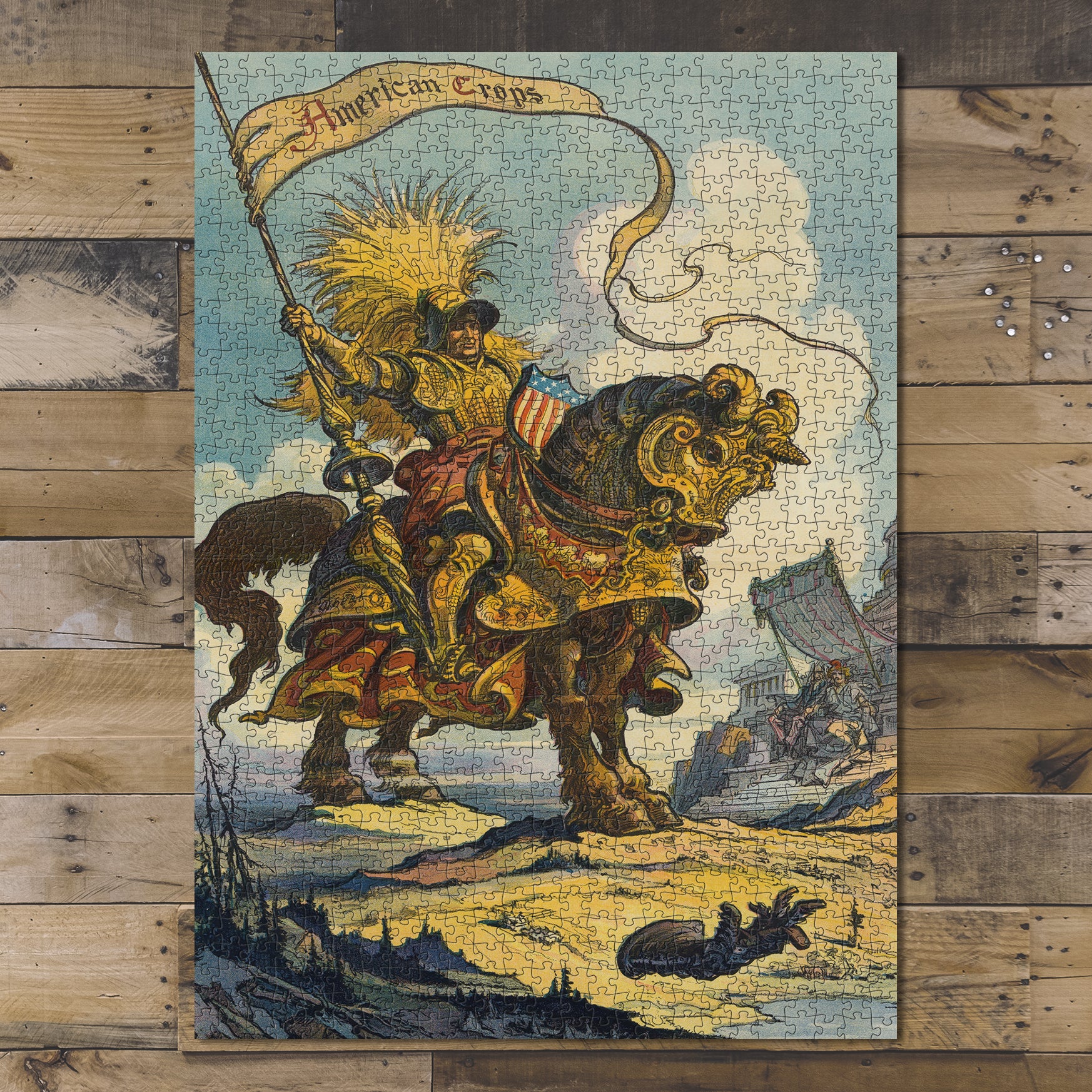 1000 piece puzzle 1911 Photo of Puck America's Knight The World's Challenger Keppler Lance Crops