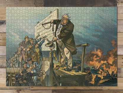1000 piece puzzle 1912 Photo of Puck The Magic Hat Keppler Labor Unions Samuel Gompers Expulsion