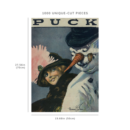 1000 piece puzzle - 1912 | Photo of Puck | The Flirt | Gordon Grant | Snowman | Flirting | Young Woman