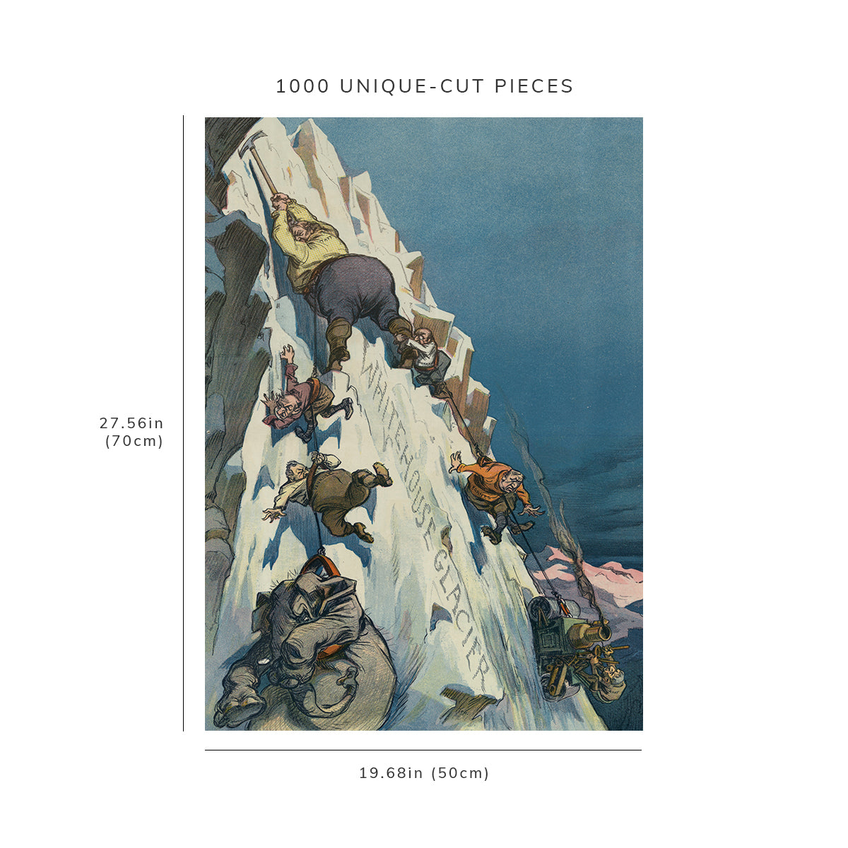 1000 piece puzzle - 1912 | Photo of Puck | Hanging On | Keppler | White House Glacier | Taft | Crane | Penrose