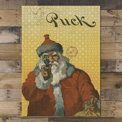 1000 piece puzzle 1912 Photo of Puck Hands Up Will Crawford Santa Claus Christmas Criminals Gun
