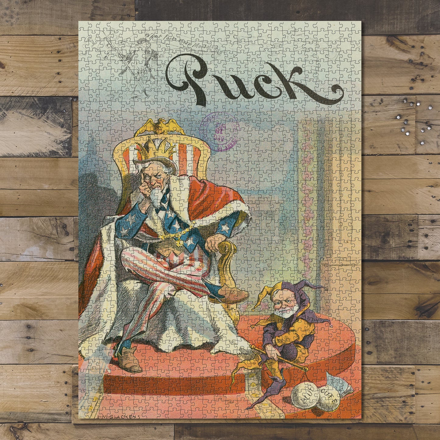 1000 piece puzzle 1912 Photo of Puck The Court Jester Glackens Andrew Carnegie Jester Uncle Sam
