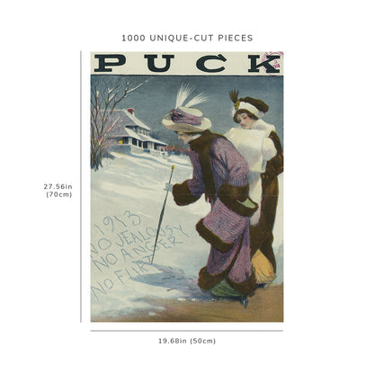 1000 piece puzzle - 1912 | Photo of Puck | New Year Resolution | Till they melt! | Leighton Budd | Snow