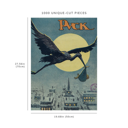 1000 piece puzzle - 1913 | Photo of Puck | Old Stuff | this parcels post | Gordon Grant | Infant | Stork | Moon
