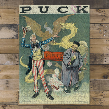 1000 piece puzzle 1913 Photo of Puck Joined Together Glackens Fourth of July Firecrackers Dragon