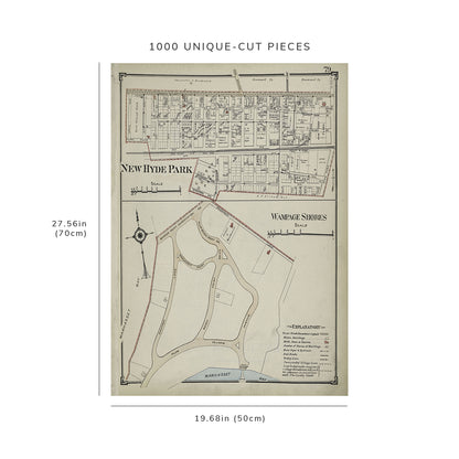1000 Piece Jigsaw Puzzle: 1914 Map of New York New Hyde Park; Wampage Shores Hyde
