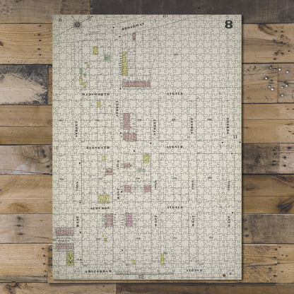 1000 Piece Jigsaw Puzzle 1884 Map of New York Manhattan, V. 12, Plate No. 8 Map