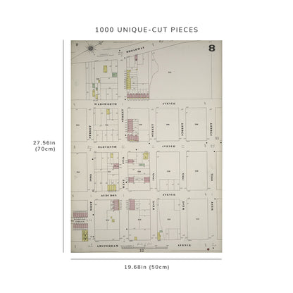 1000 Piece Jigsaw Puzzle: 1884 Map of New York Manhattan, V. 12, Plate No. 8 Map