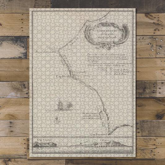 1000 Piece Jigsaw Puzzle 1760 Map of Paris Carte exacte de la côte du Cap Verd Bellin,